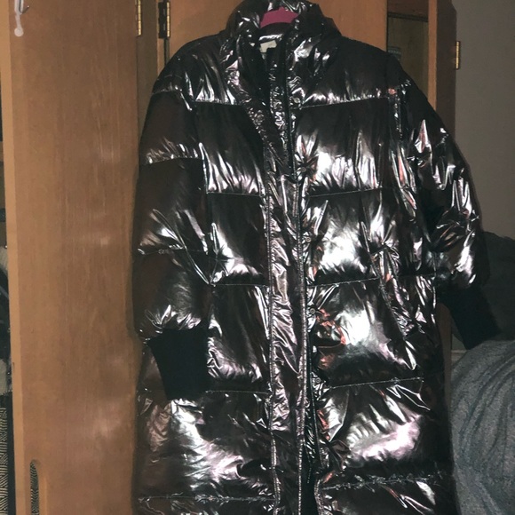 COPY - Alice + Olivia metallic long puffer coat - Picture 3 of 4